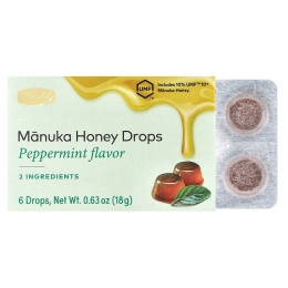 Comvita, Manuka Honey Drops, перечная мята, 6 капель, 18 г (0,63 унции)