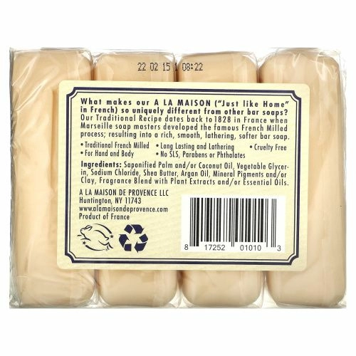 A La Maison de Provence, Мыло для рук и тела, с ароматом лаванды, 4 куска, 3.5 унций (100 г) каждый