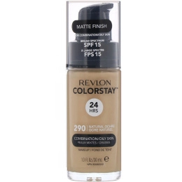 Revlon, Тональная основа Colorstay Makeup для комбинированной и жирной кожи, SPF 15, оттенок 290 «Натуральная охра», 30 мл