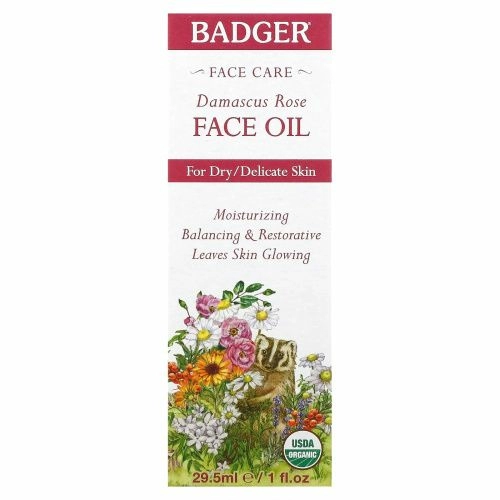Badger Company, Противоокислительное масло для лица, дамасская роза с лавандой и ромашкой, 1 жидкая унция (29.5 мл)