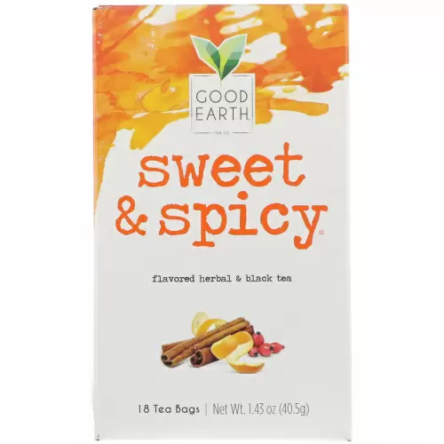 Good Earth Teas, Травяной и черный чай, сладкий и пряный, 18 пакетиков, 1,43 унции (40,5 г)