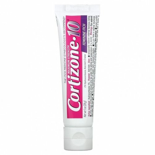 Cortizone 10, Крем против зуда с 1% гидрокортизоном, женское средство для снятия зуда, максимальная сила действия, 28 г (1 унция)