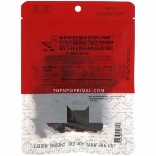 The New Primal, Beef Jerky, Honey & Cayenne, 2 oz (56 g)