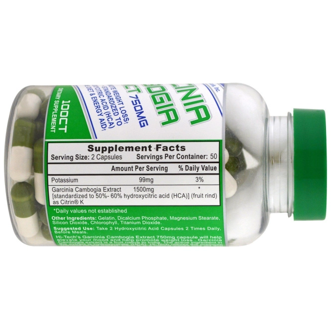 Hi Tech Pharmaceuticals, Экстракт гарцинии камбоджийской, 750 мг, 100 капсул