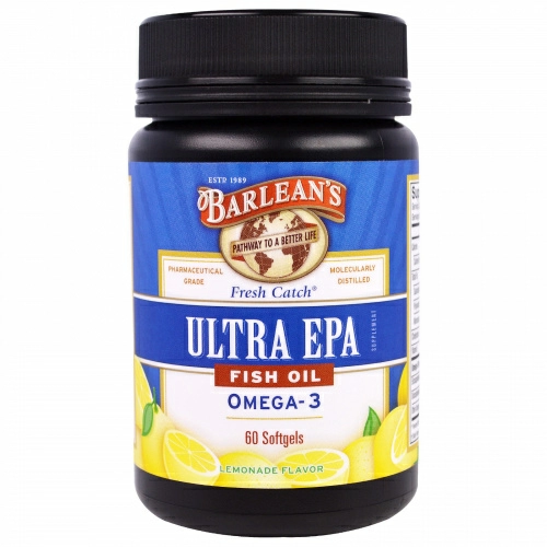 Barlean's, Ultra EPA, Triple Potency Omega-3, Lemonade Flavor, 1000 mg, 60 Softgels