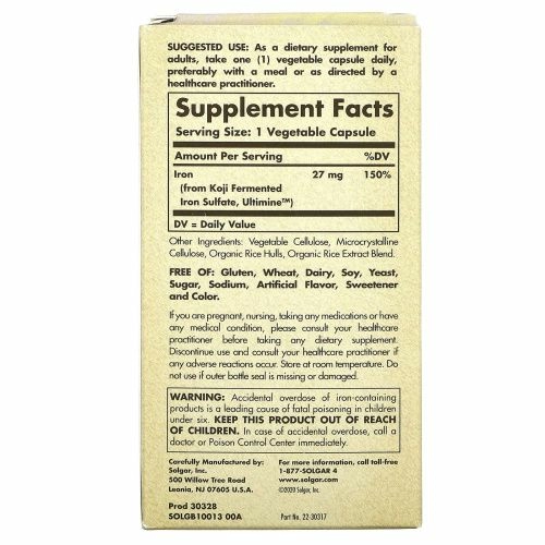 Solgar, EarthSource Food Fermented, Koji Iron, 27 mg, 60 Vegetable Capsules