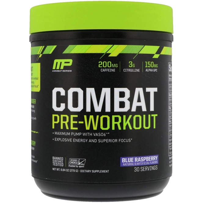 MusclePharm, Combat Pre-Workout, Blue Raspberry, 9.84 oz (279 g)