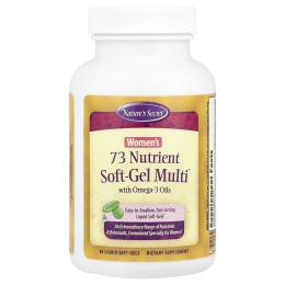 Nature's Secret, 73 Nutrient Soft-Gel Multi для женщин, с маслами омега-3, 60 желатиновых капсул с жидким содержимым