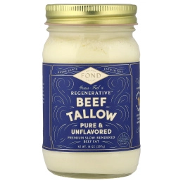 FOND Bone Broth, восстанавливающий говяжий жир от коров травяного откорма, чистый и нейтральный, 397 г (14 унций)