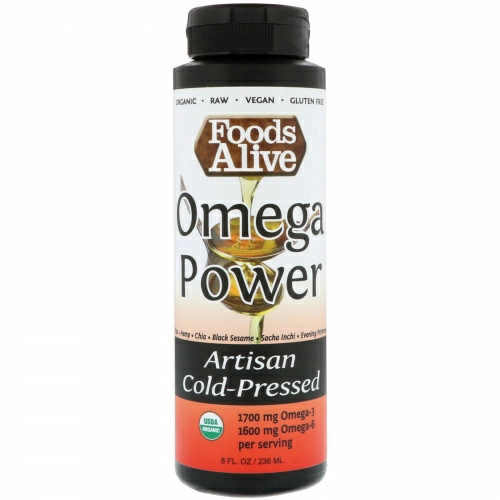 Foods Alive, Ремесленное холодного отжима, Сила Омега, 236 мл