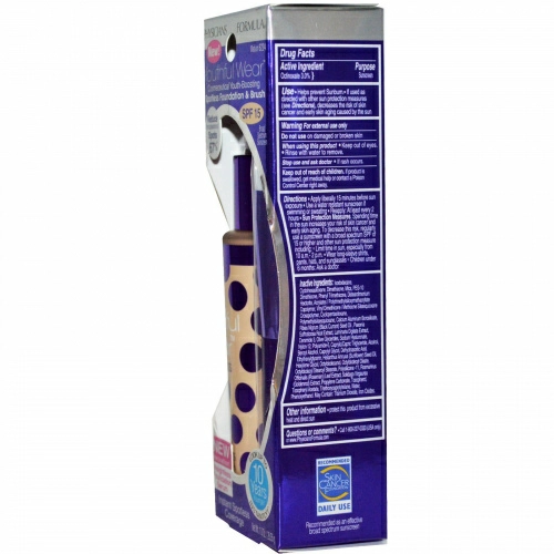 Physicians Formula, Youthful Wear, омолаживающий космецевтический усилитель, безупречная основа и кисточка, SPF 15, средний, 1,0 унция (28,35 г)