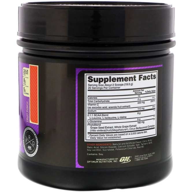Optimum Nutrition, Pro BCAA, Fruit Punch, 20 servings, 13.7 oz (390g)