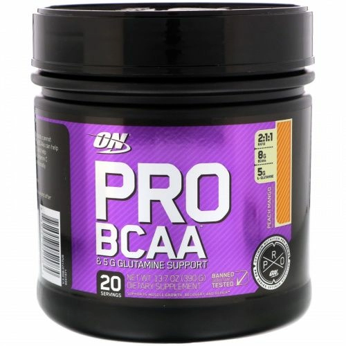 Optimum Nutrition, PRO BCAA & глутамин, персик и манго, 13.7 унц. (390 г)