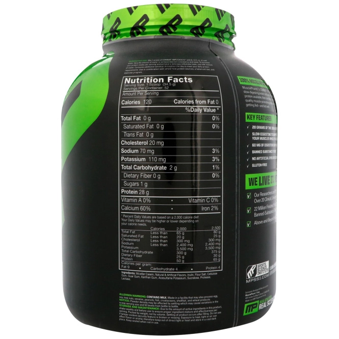 MusclePharm, Combat 100% казеин, ваниль, 1814 г.