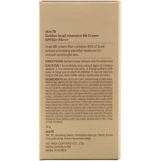 Skin79, Golden Snail, Intensive BB Cream, SPF 50+ PA+++, 45 g