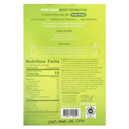 Everydaze, Reset Kombucha, порошковая смесь для напитков, зеленый виноград, 10 пакетиков по 5 г (0,18 унции)