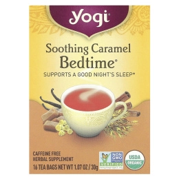 Yogi Tea, Bedtime, успокаивающая карамель, без кофеина, 16 чайных пакетиков, 30 г (1,07 унции)