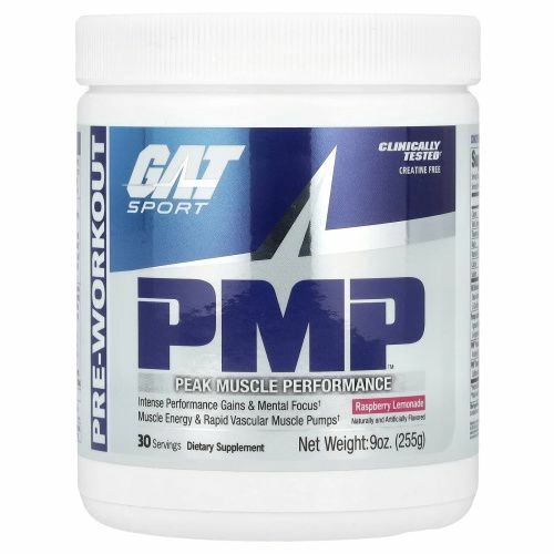 GAT, PMP, предтренировка, максимальная мышечная нагрузка, со вкусом малины, 9 унций (255 г)