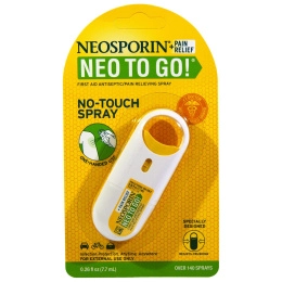 Neosporin, + Обезболивающее средство Neo To Go!, Антисептический обезболивающий спрей для оказания первой помощи, 7,7 мл