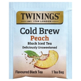 Twinings, холодный чай, черный чай, без подсластителей, персик, 20 порционных чайных пакетиков, 40 г (1,41 унции)