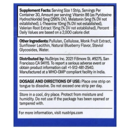 NuStrips, Sleep In A Strip™, голубика, 30 полосок