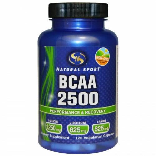 Natural Sport, Аминокислоты с разветвленной цепью 2500, 120 вегетарианских капсул