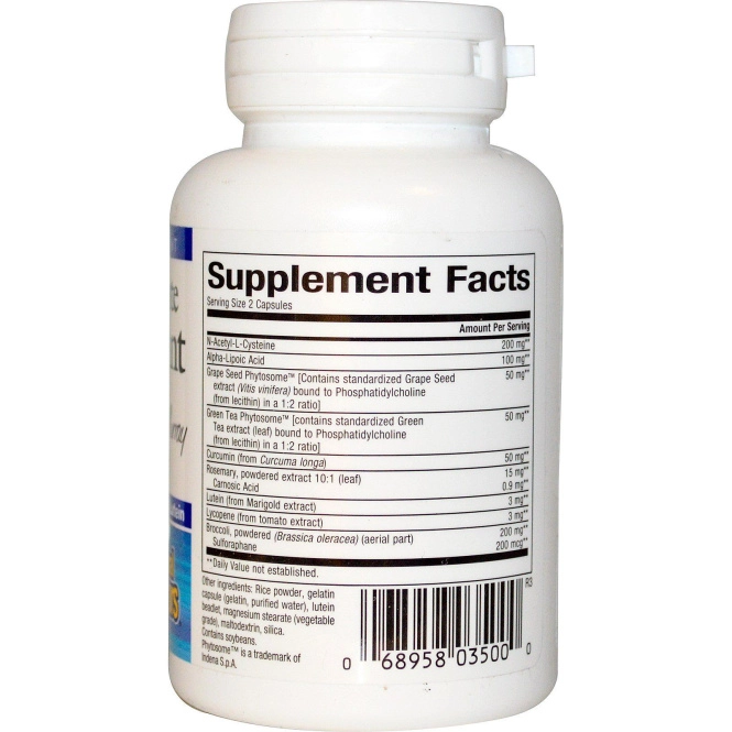 Natural Factors, Максимальный антиоксидант , с альфа-липоевой кислотой и лютеином, 60 капсул