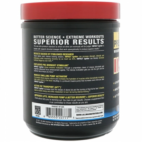 ALLMAX Nutrition, Impact Igniter Pre-Workout, Blue Raspberry, 11.6 oz (328 g)