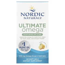 Nordic Naturals, Ultimate Omega®, растительные ЭПК и ДГК, со вкусом лимона, 60 капсул (605 мг в 1 капсуле)