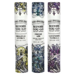 Poo-Pourri, On-The-Go, спреи для туалета Before-You-Go, Value Set, 3 вида спрея, по 10 мл (0,34 жидк. унц.)