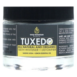 Gold Mountain Beauty, Tuxedo, All Natural and Organic Teeth Whitener + Detoxifier, Baking Soda + Lemon Essential Oil, 32 g