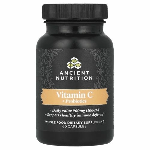 Dr. Axe / Ancient Nutrition, Ancient Nutrients, витамин C + пробиотики, 60 капсул