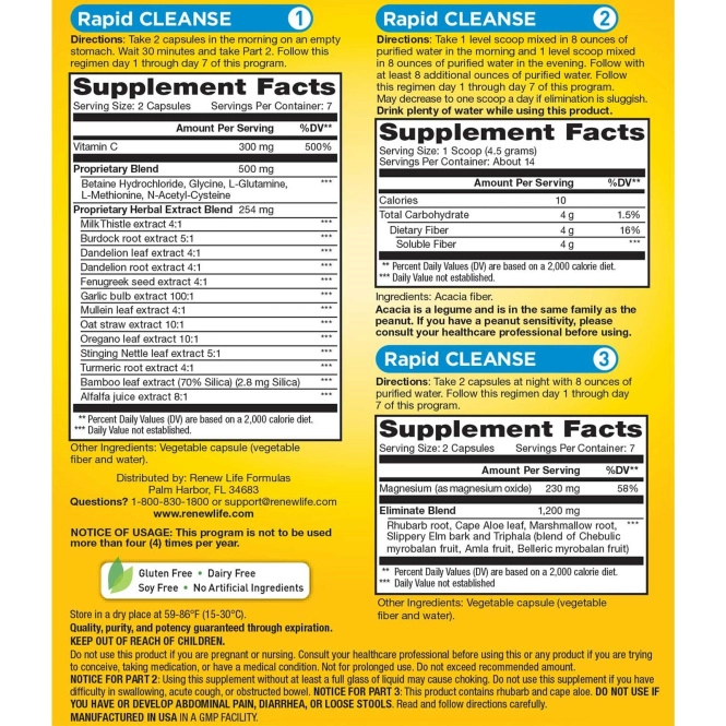 Renew Life, Advanced, Rapid Cleanse, 7-Day Program, 3-Part Program