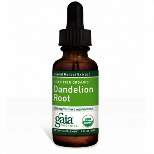 Gaia Herbs, Сертифицированный органический корень одуванчика, 30 мл
