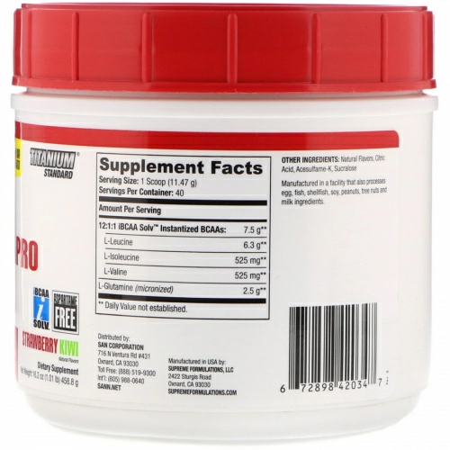 SAN Nutrition, BCAA Pro Reloaded, Клубника и киви, 16,2 унц. (458,8 г)
