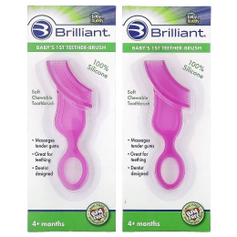 Baby Buddy, Brilliant, первая щетка для прорезывания зубов, розовая, от 4 месяцев, 2 шт.