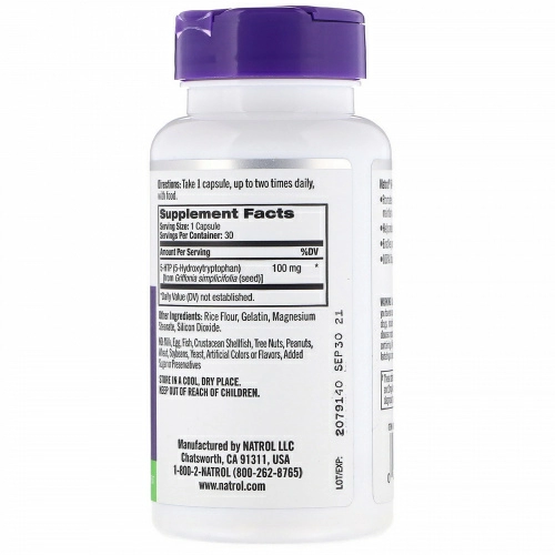 Natrol, 5-HTP, Extra Strength, 100 mg, 30 Capsules