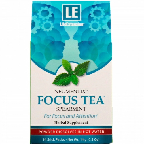 Life Extension, Neumentix, Focus Tea, Spearmint, 14 Stick Packs