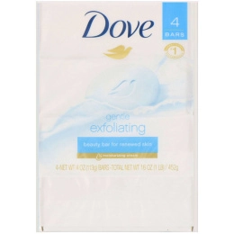 Dove, Косметическое мыло «Нежное отшелушивание», 4 шт. по 113 г