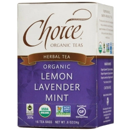 Choice Organic Teas, Herbal Tea, Lemon Lavender Mint, Caffeine Free, 16 Tea Bags, .8 oz (24 g)