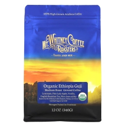 Mt. Whitney Coffee Roasters, Organic Ethiopia Guji, молотый кофе, средней обжарки, 340 г (12 унций)
