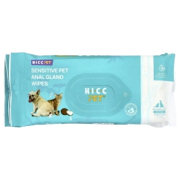 HICC Pet, чувствительные салфетки для анальной железы, для собак и кошек, с кокосом, 6 упаковок по 20 салфеток
