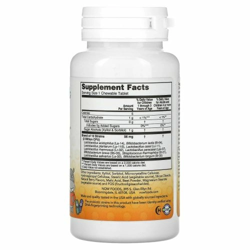 Now Foods, Berry Dophilus, для детей, 2 миллиарда, 60 жевательных таблеток