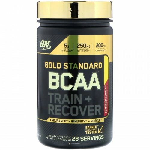 Optimum Nutrition, Gold Standard, аминокислоты с разветвлённой цепью, тренировка + восстановление, клюквенный лимонад, 9,9 унц. (280 г)
