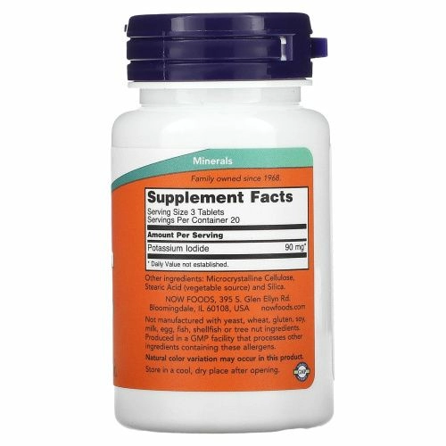 Now Foods, Йодид калия, 30 мг, 60 таблеток