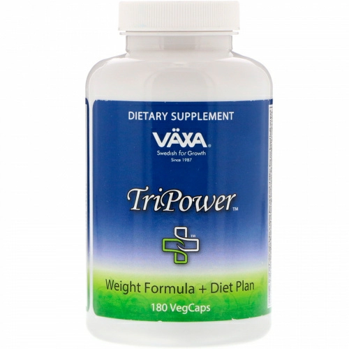 Vaxa International, TriPower, формула снижения веса + план диеты, 180 вегетарианских капсул