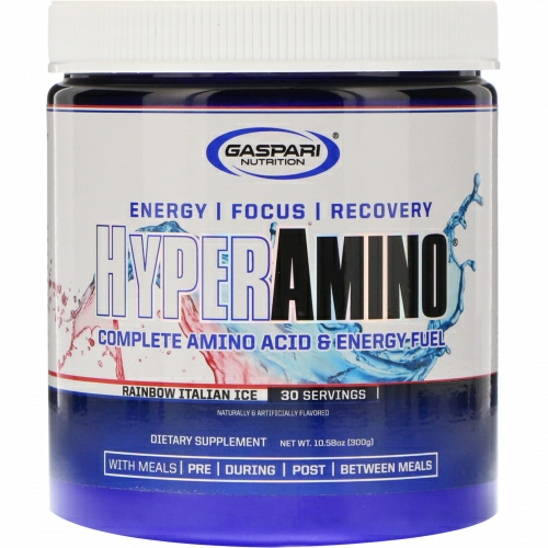 Gaspari Nutrition, Hyper Amino, Rainbow Italian Ice, 10.58 oz (300 g)
