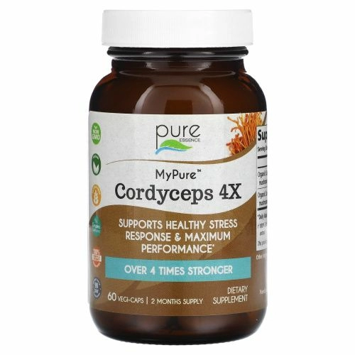 Pure Essence, MyPure, кордицепс 4X, 60 капсул в растительной оболочке