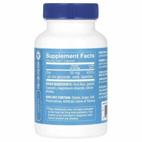 The Vitamin Shoppe, цинк, 50 мг, 100 капсул
