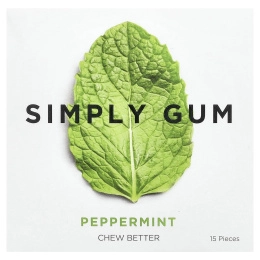 Simply Gum, Chewing Gum, Peppermint, 15 Pieces